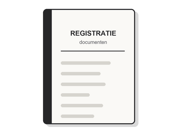 Registratieboekje met de documenten voor de tenaamstelling